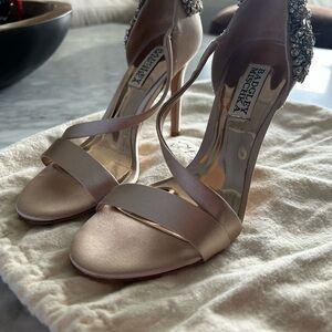 Badgley Mischka Satin Embellished Heels